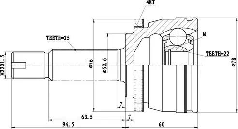 Шрус Наружный Hyundai Accent 11, Blue Usa (11->) (Zikmar). Артикул Z87304R