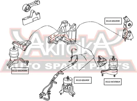 Подушка (опора) двигателя Asva передняя для Toyota Highlander II (U40) 2007-2014. Артикул 0112-GSU45F