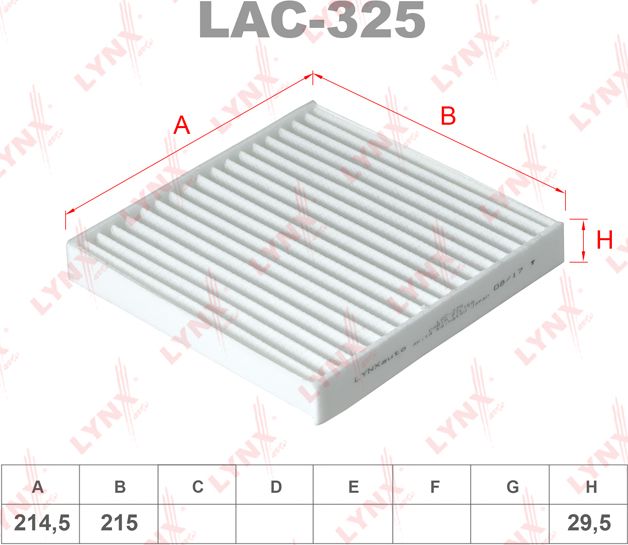 Салонный фильтр LYNXauto для IVECO Daily VI 2014-2026. Артикул LAC-325