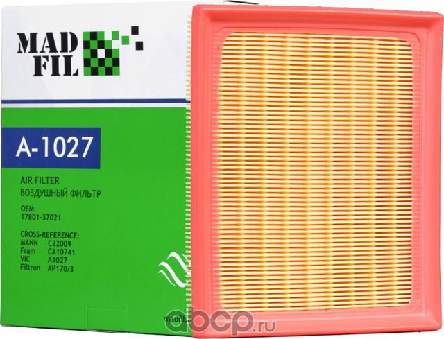 ФИЛЬТР ВОЗДУШНЫЙ TOYOTA 1780137021 (Madfil). Артикул A1027