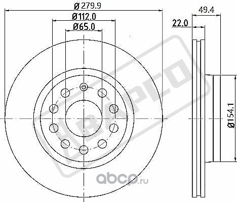 Тормозные диски передн.вентил. BD0088 (Bapco). Артикул BD0088