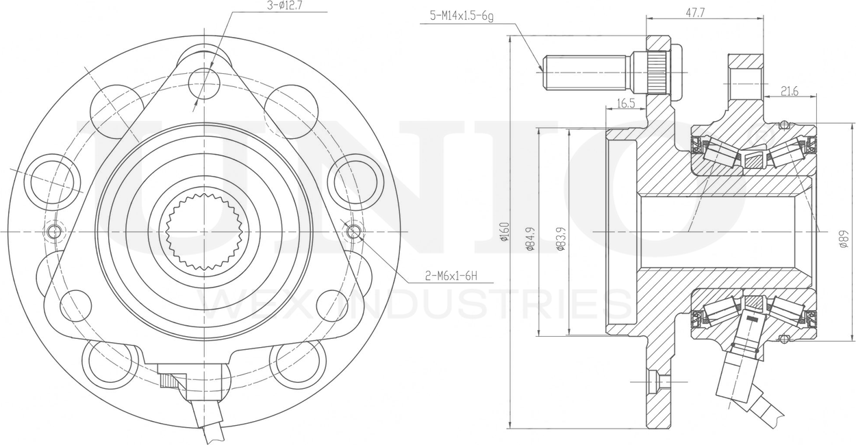 Ступица колеса с интегрированным подшипником (Unio). Артикул HUB-20176