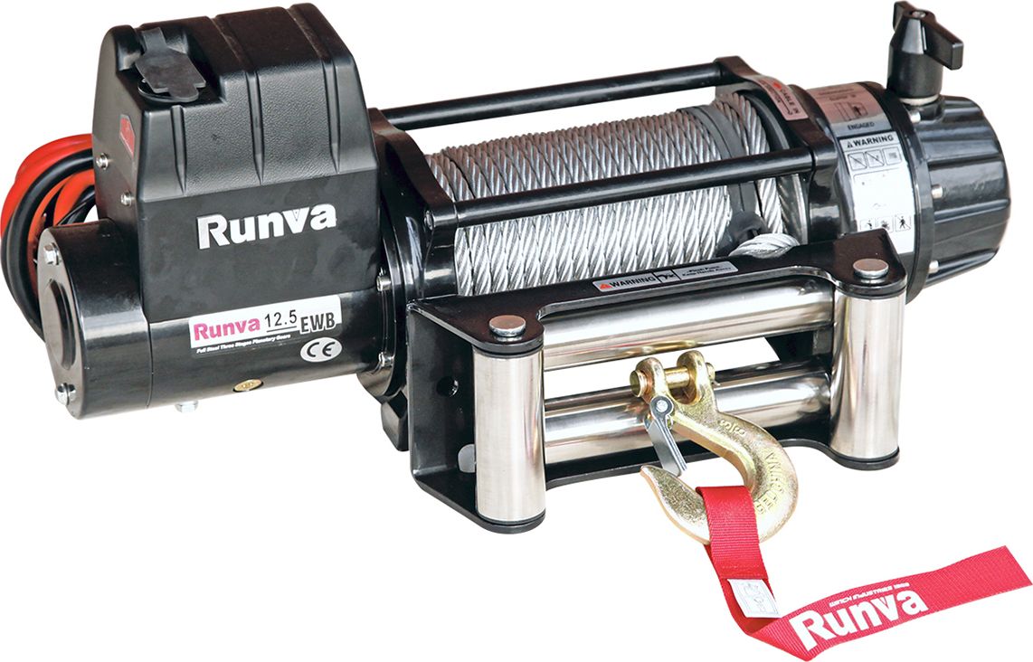 Лебёдка электрическая 24V Runva 12500 lbs 5670 кг (влагозащищенная) стальной трос. Артикул EWB12500U24V