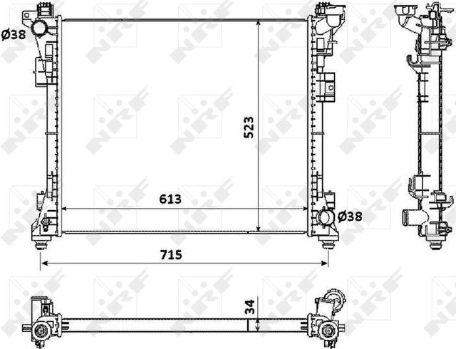 Радиатор охлаждения двигателя NRF для Chrysler Grand Voyager V 2007-2026. Артикул 53900