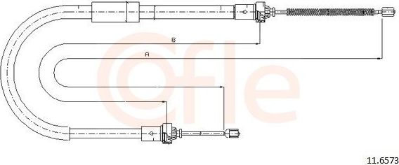 Трос ручника (тросик ручного тормоза) Cofle задний правый для Renault Clio III 2005-2014. Артикул 11.6573