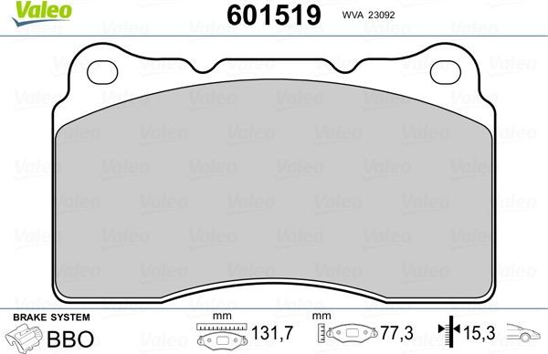 Тормозные колодки Valeo. Артикул 601519