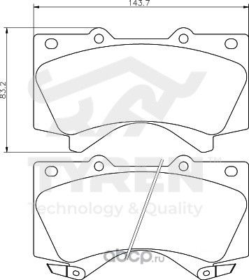 Колодки тормозные дисковые | перед | (Tyren). Артикул TYR1222031