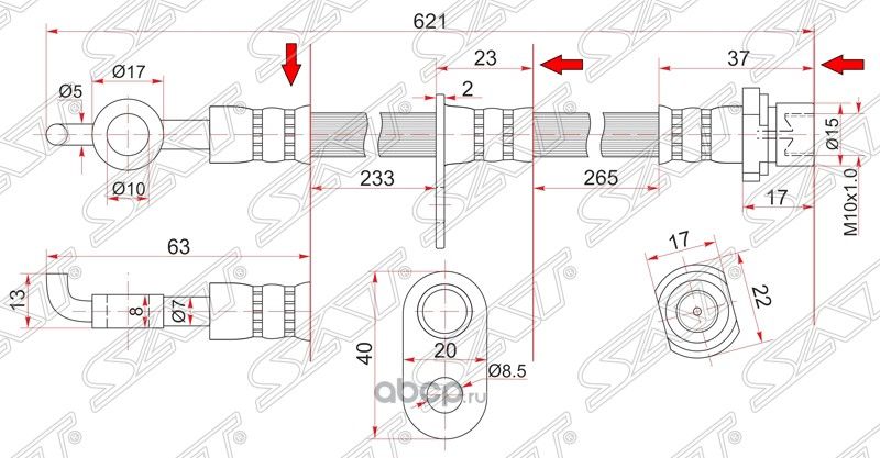 Шланг тормозной передний Таиланд TOYOTA COROLLA (SAT). Артикул ST9094702C47