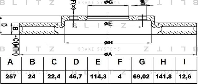 Диск тормозной HYUNDAI ELANTRA/MATRIX/AVANTE 01- перед. вент. (Blitz). Артикул BS0210