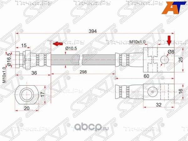 ШЛАНГ ТОРМОЗНОЙ NISSAN PATROL 87-97 ПЕРЕДНИЙ ЛЕВЫЙ (SAT). Артикул ST4621020J00