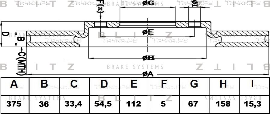 Диск тормозной MB X166 11- передн. (Blitz). Артикул BS0455