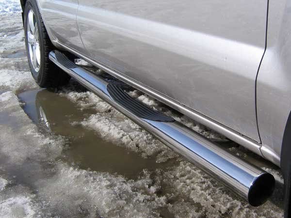 Пороги Slitkoff труба d76 с проступями для Hyundai Tucson I 2004-2009. Артикул HT007