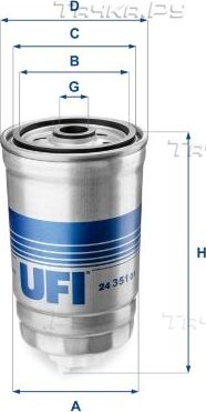 Топливный фильтр UFI для Fiat Brava 1998-2001. Артикул 24.351.01