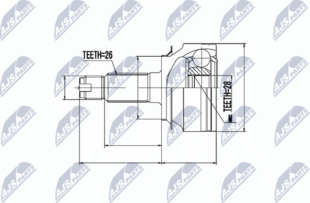Шрус внутренний (граната) NTY передний для Honda Civic VIII 2005-2012. Артикул NPZ-HD-055