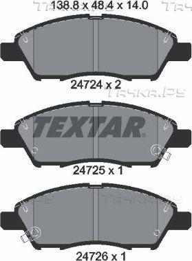 Тормозные колодки Textar передние для Nissan Micra K13 2010-2016. Артикул 2472401