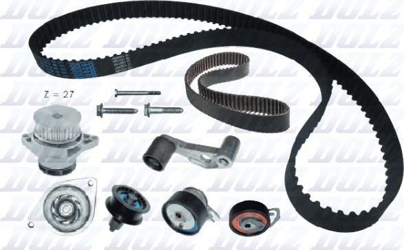 Помпа (водяной насос) с комплектом ремня ГРМ Dolz для Volkswagen Golf Plus I 2005-2013. Артикул KD051