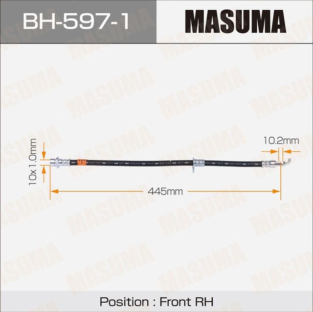 Тормозной шланг Masuma передний правый для Lexus LX 570 2007-2026. Артикул BH-597-1