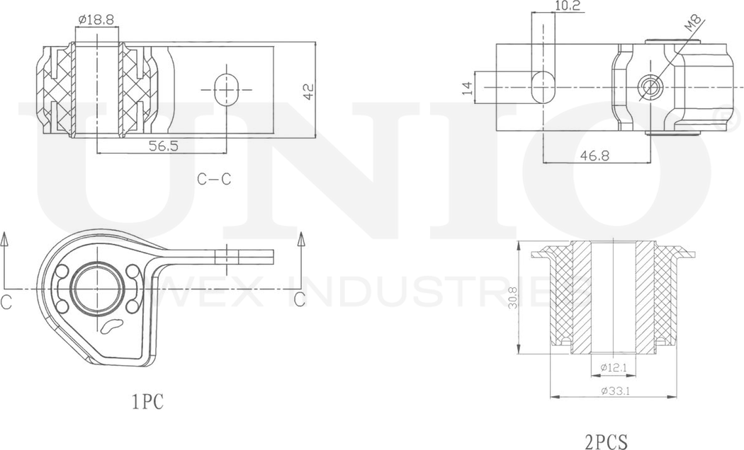 Сайлентблоки, комплект (Unio). Артикул RMP-20120