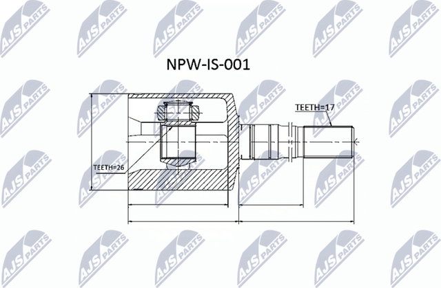 Шрус внутренний (граната) NTY передний правый для Isuzu Trooper I 1987-1991. Артикул NPW-IS-001