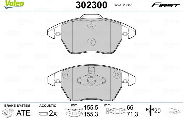 Тормозные колодки Valeo First. Артикул 302300