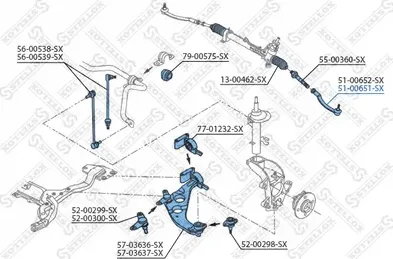 Наконечник рулевой тяги Stellox правый для MINI Cabrio I (R52) 2004-2008. Артикул 51-00651-SX