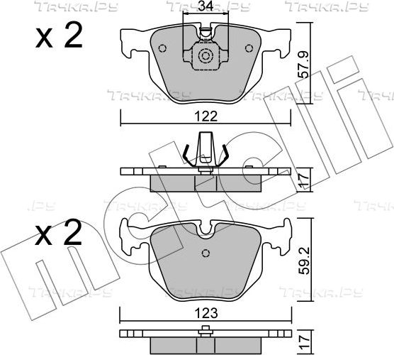 Тормозные колодки Metelli задние для BMW 7 IV (E65/E66) 2001-2008. Артикул 22-0561-0