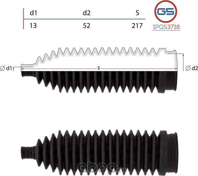 Пыльник рулевой рейки (GS). Артикул 1PGS3718