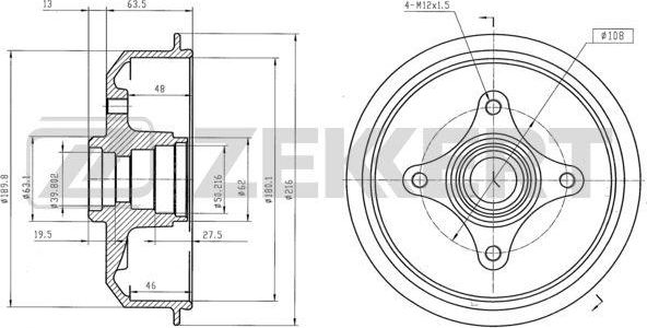 Тормозной барабан Zekkert задний для Ford Fusion I 2002-2012. Артикул BS-5576