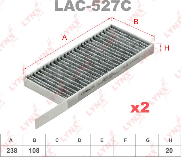 Салонный фильтр LYNXauto. Артикул LAC-527C