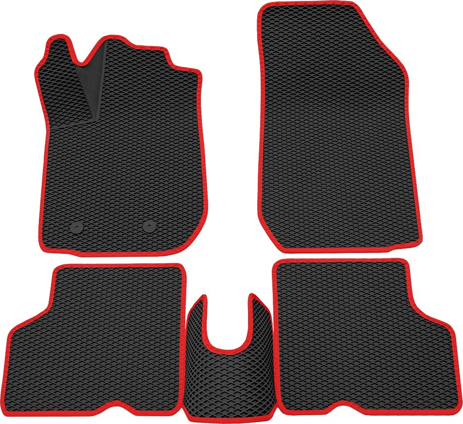 Коврики Rezkon 3D EVA Ромб резиновые для салона Renault Kaptur 2016-2020 Синий кант. Артикул 9229035104