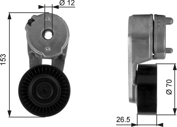Натяжной ролик (натяжитель) приводного клинового зубчатого ремня Gates DriveAlign®. Артикул T38163