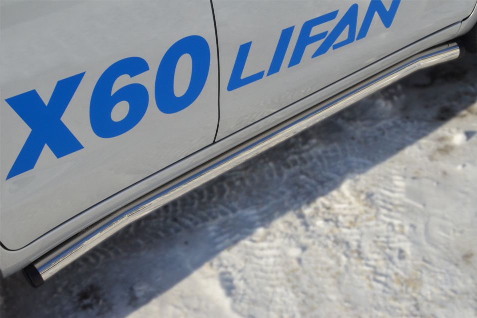 Защита RusStal порогов труба d63 (вариант 2) для Lifan X60 2012-2026. Артикул LFT-0012412