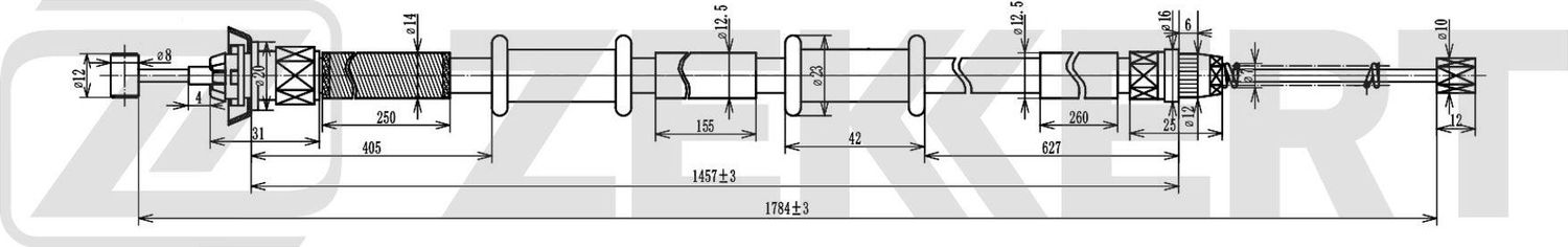 Трос ручника (тросик ручного тормоза) Zekkert. Артикул BZ-1171