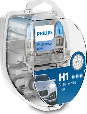 H1 12V- 55W (P14,5s) (абсолютно белый свет+увелич. срок службы) WhiteVision ultra +W5W (2шт.) Philips WhiteVision ultra. Артикул 12258WVUSM