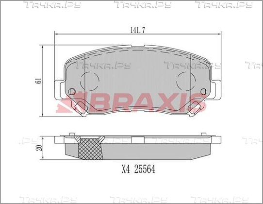Тормозные колодки Braxis передние для Jeep Cherokee V (KL) 2013-2026. Артикул AA0687