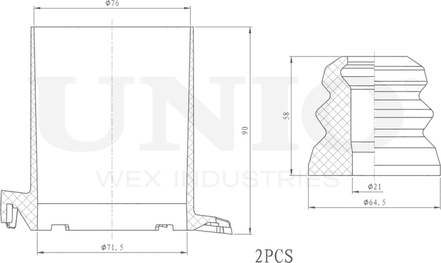 Отбойник и пыльник амортизатора, комплект (Unio). Артикул DUC-50051