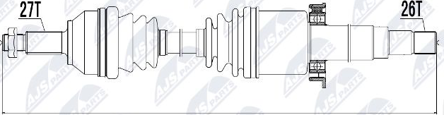 Полуось (привод в сборе, приводной вал) NTY передняя правая для Jaguar X-Type I 2002-2009. Артикул NPW-JG-001