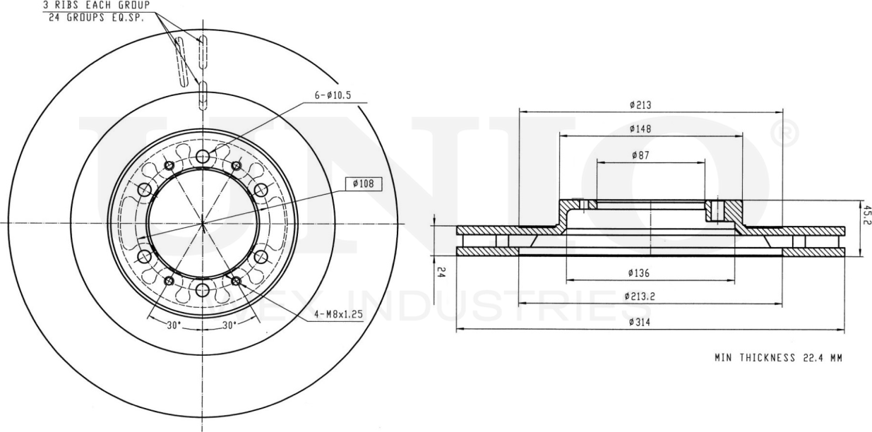 Диск тормозной (Unio). Артикул BRD-20226