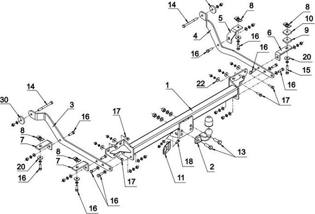 Фаркоп Auto-Hak для Citroen Jumper II L4 платформа 2006-2026. Фланцевое крепление. Артикул R 46