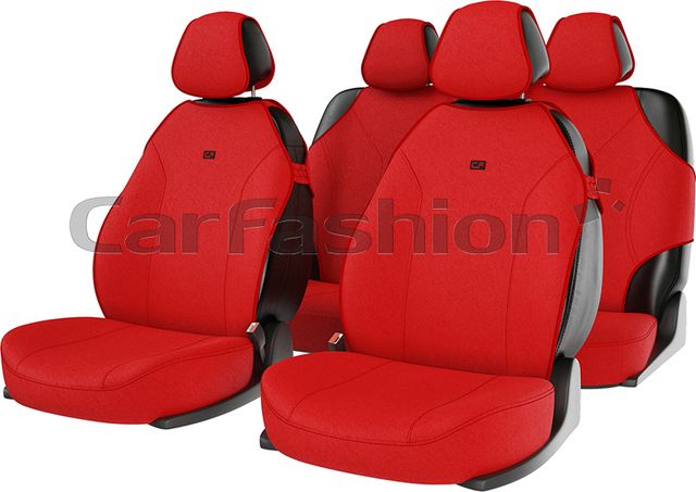 Накидки универсальные CarFashion Bingo для авто, цвет Красный/Красный/Красный/LOGO черный. Артикул 22004