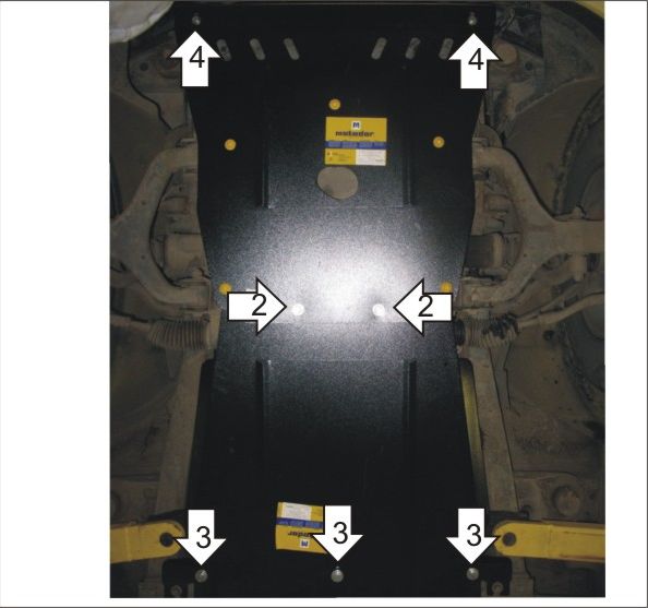 Защита Мотодор для радиатора, картера, КПП и дифференциала SsangYong Kyron 2005-2015. Артикул 02802