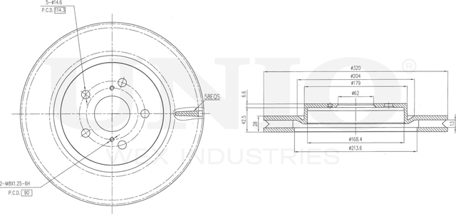 Диск тормозной (Unio). Артикул BRD-20539