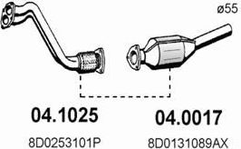 Глушитель (труба приемная) Asso. Артикул 04.1025