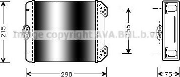 Радиатор отопителя (печки) AVA для Mercedes-Benz W124, A124 1990-1993. Артикул MS6171