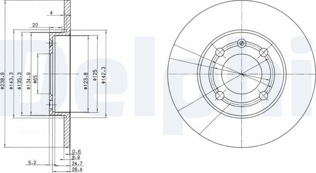 Тормозной диск Delphi передний для SEAT Arosa I 1997-2004. Артикул BG2911