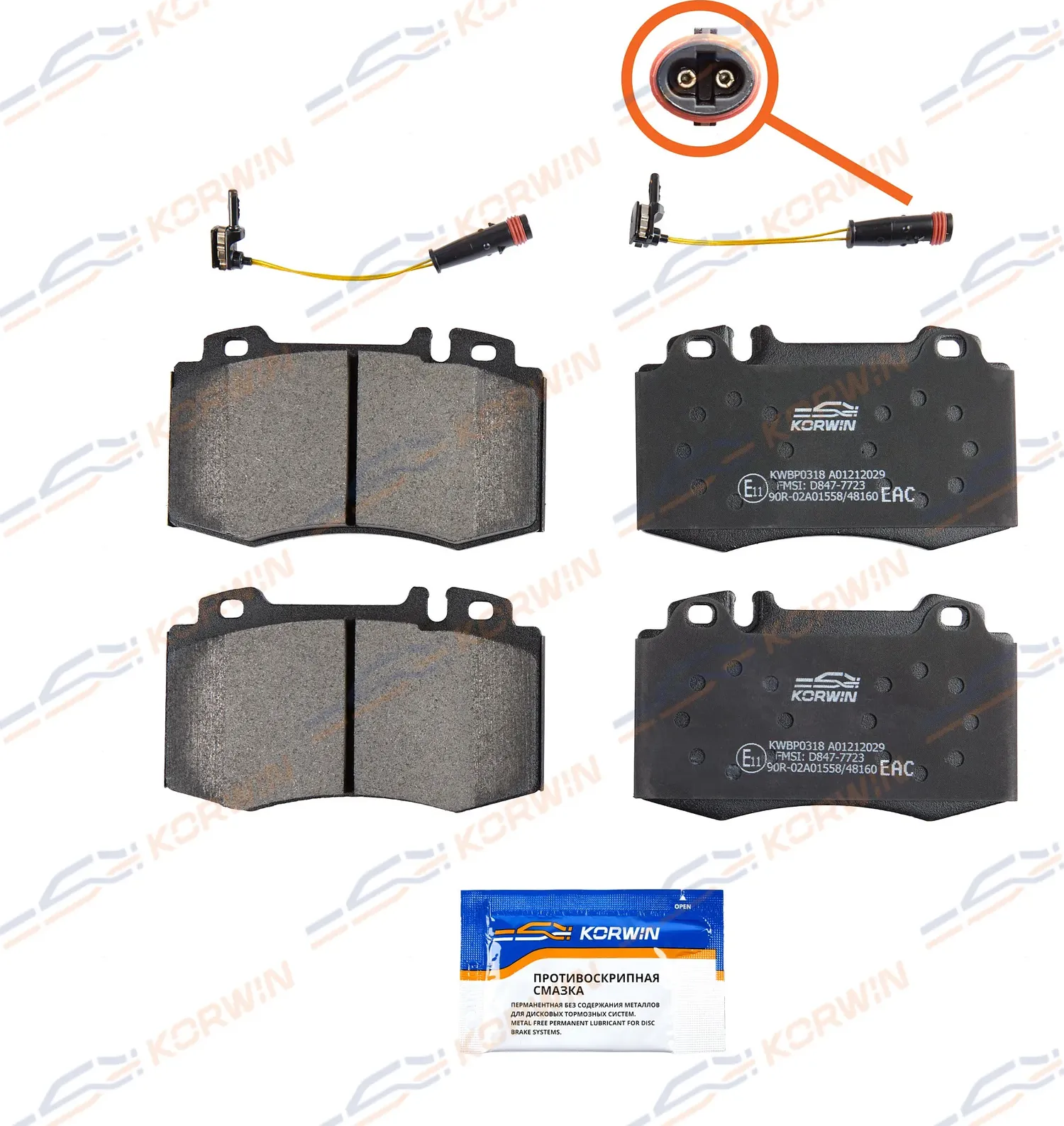 Колодки тормозные перед. Mercedes C-class (W203) 00-/E (W211) 02-/S (W220) 98 (Korwin). Артикул KWBP0318