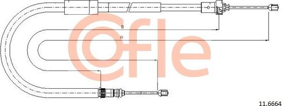 Трос ручника (тросик ручного тормоза) Cofle. Артикул 92.11.6664