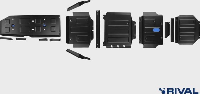 Защита Rival для радиатора, картера, КПП, РК и топливного бака JAC T9 АКПП 4WD 2024-2026. Артикул K111.9216.1