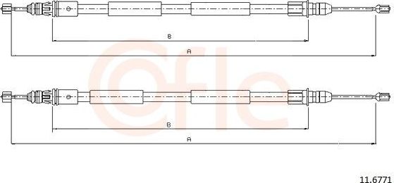 Трос ручника (тросик ручного тормоза) Cofle. Артикул 92.11.6771