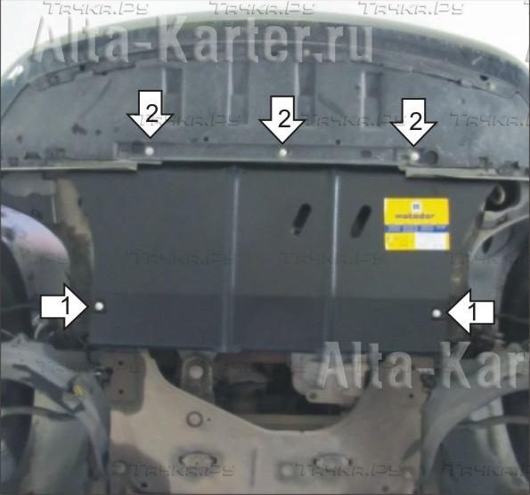 Защита Мотодор для картера, КПП Renault Megane II Grand Tour 2002-2009. Артикул 01713